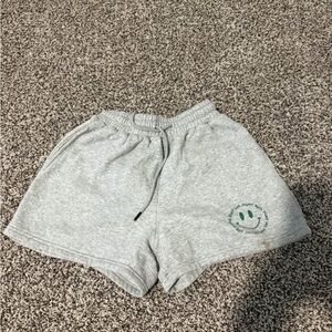 Gray Women's Shorts with Smiley Design